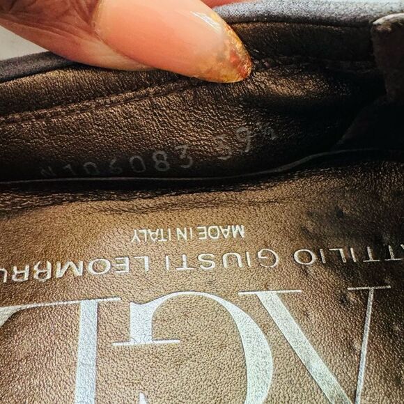 AGL Attilio Giusti Leombruni Cap Toe Buckle Low Wedge Heel Gray Size 39.5 - Picture 4 of 6